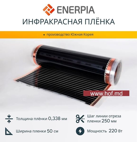 Инфракрасный пленочный теплый пол Enerpia 220Вт/м² 1м² (0.5м х 2м) /220Вт под ламинат с сенсорным программируемым терморегулятором TWE02 Wi-Fi белым или черным EnerpiaTW02 фото