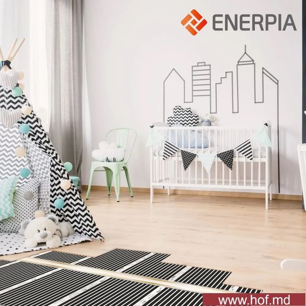 Инфракрасный пленочный теплый пол Enerpia 220Вт/м² 1м² (0.5м х 2м) /220Вт под ламинат с сенсорным программируемым терморегулятором TWE02 Wi-Fi белым или черным EnerpiaTW02 фото