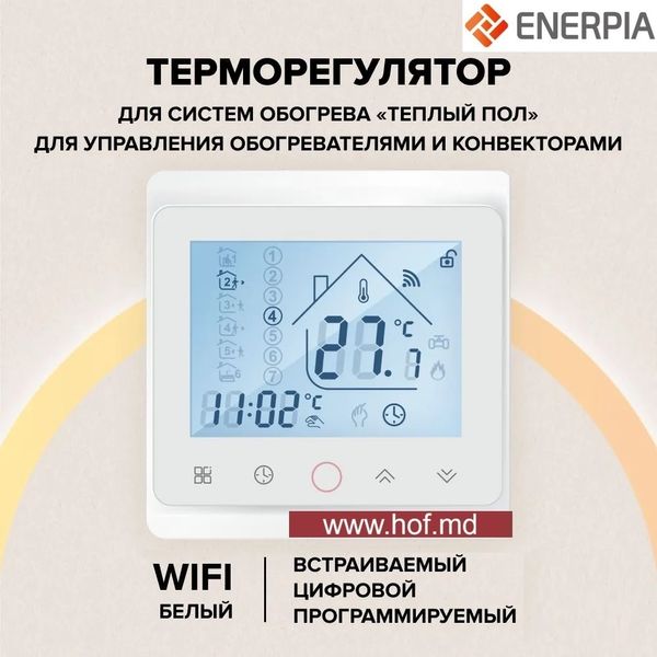 Инфракрасный пленочный теплый пол Enerpia 220Вт/м² 1м² (0.5м х 2м) /220Вт под ламинат с сенсорным программируемым терморегулятором TWE02 Wi-Fi белым или черным EnerpiaTW02 фото